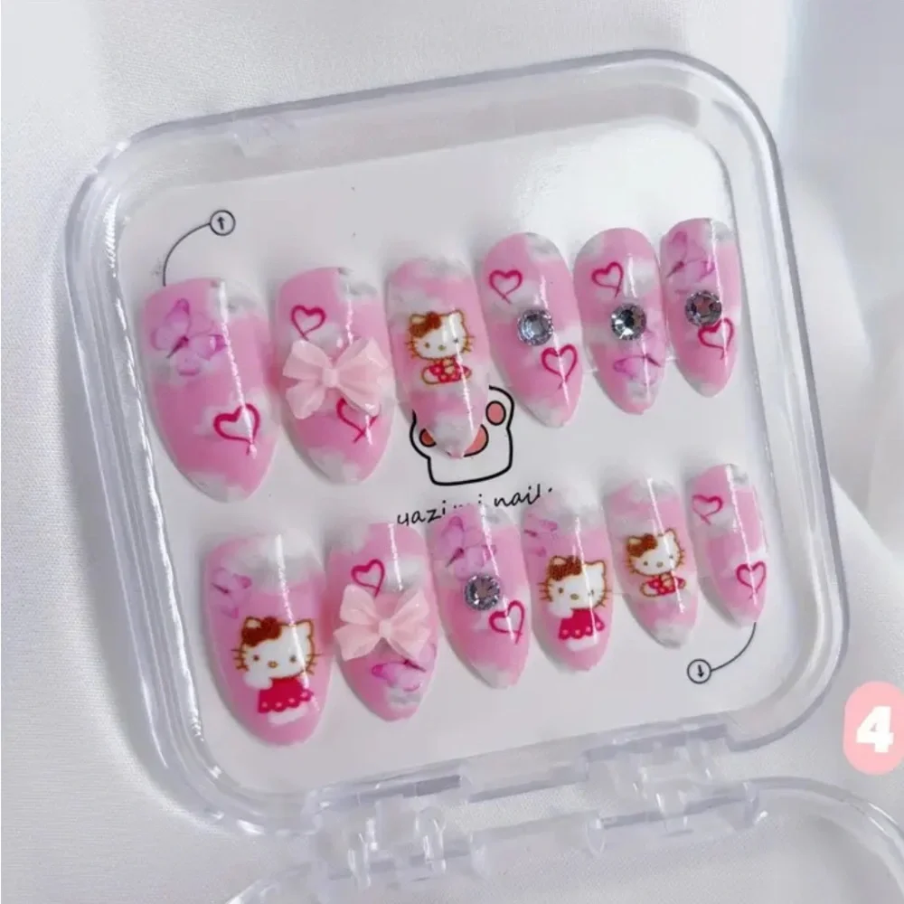 Sanrio Kuromi, Hello Kitty Pastel & Pink Press On Nail Set 12pc set- One Set Ea